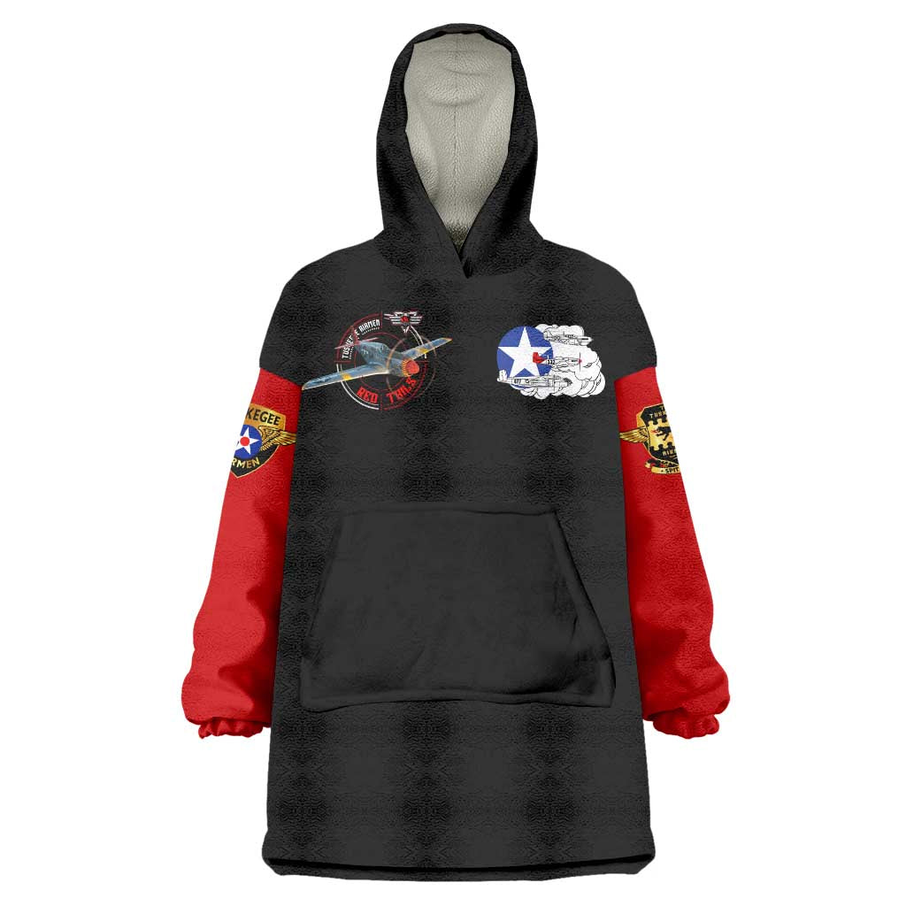 Red Tails Tuskegee Airmen Wearable Blanket Hoodie Soaring to Shape History - Fighter Plane Patriotic Tribute - Wonder Print Shop