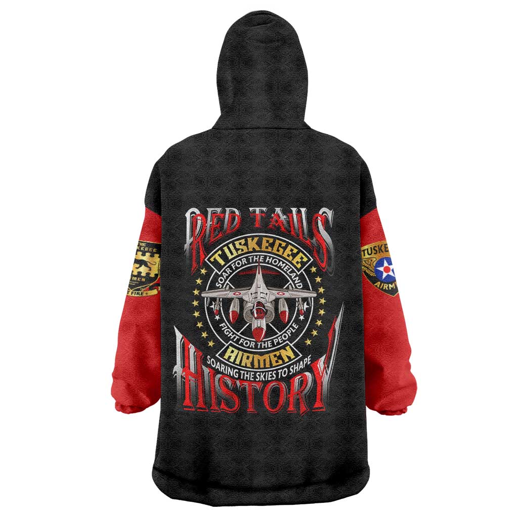 Red Tails Tuskegee Airmen Wearable Blanket Hoodie Soaring to Shape History - Fighter Plane Patriotic Tribute - Wonder Print Shop