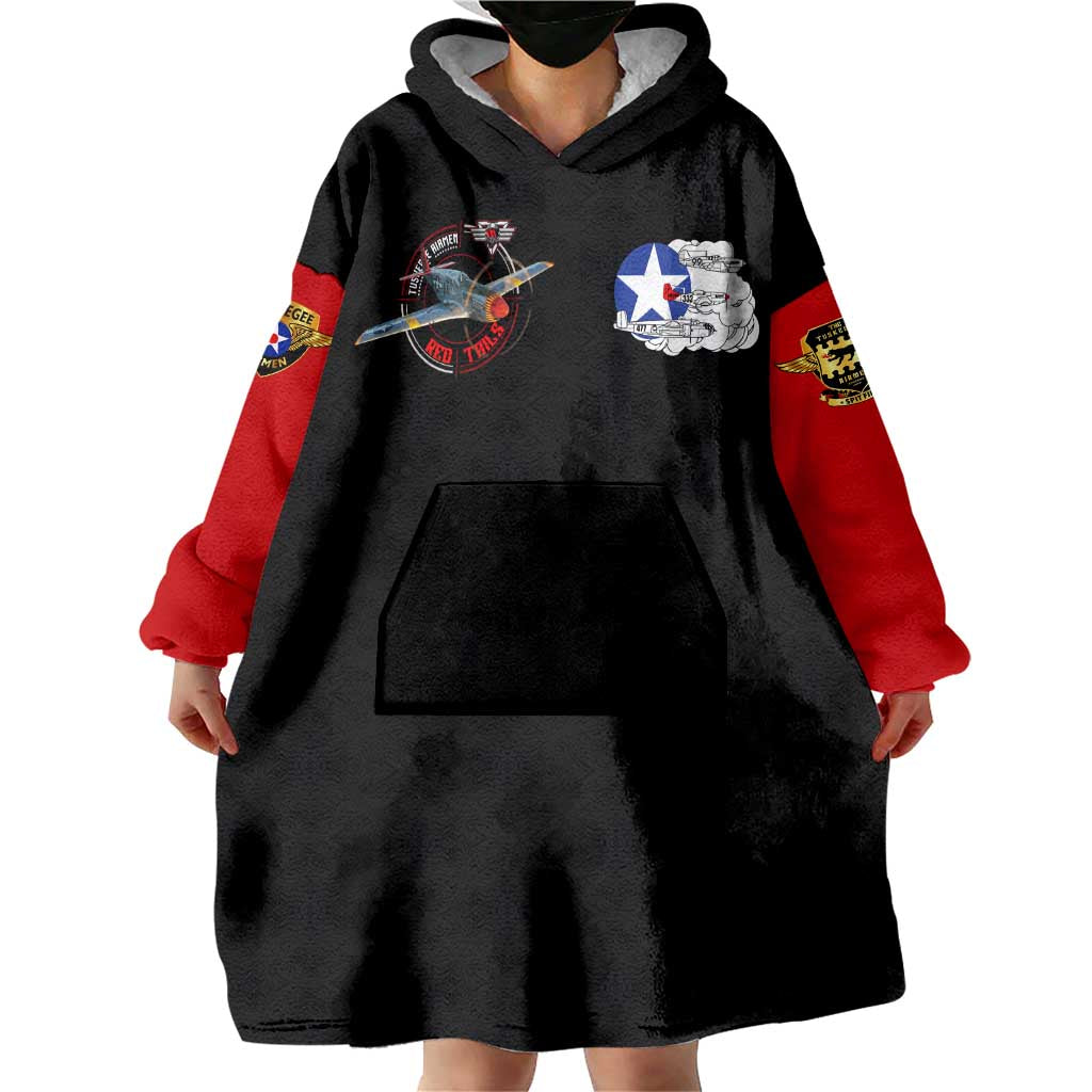 Red Tails Tuskegee Airmen Wearable Blanket Hoodie Soaring to Shape History - Fighter Plane Patriotic Tribute - Wonder Print Shop
