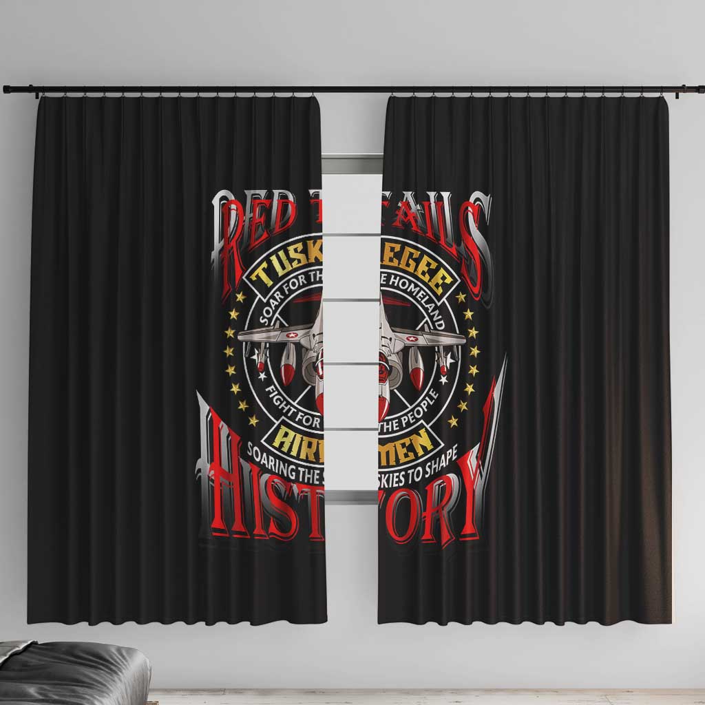 Red Tails Tuskegee Airmen Window Curtain Soaring to Shape History - Fighter Plane Patriotic Tribute - Wonder Print Shop