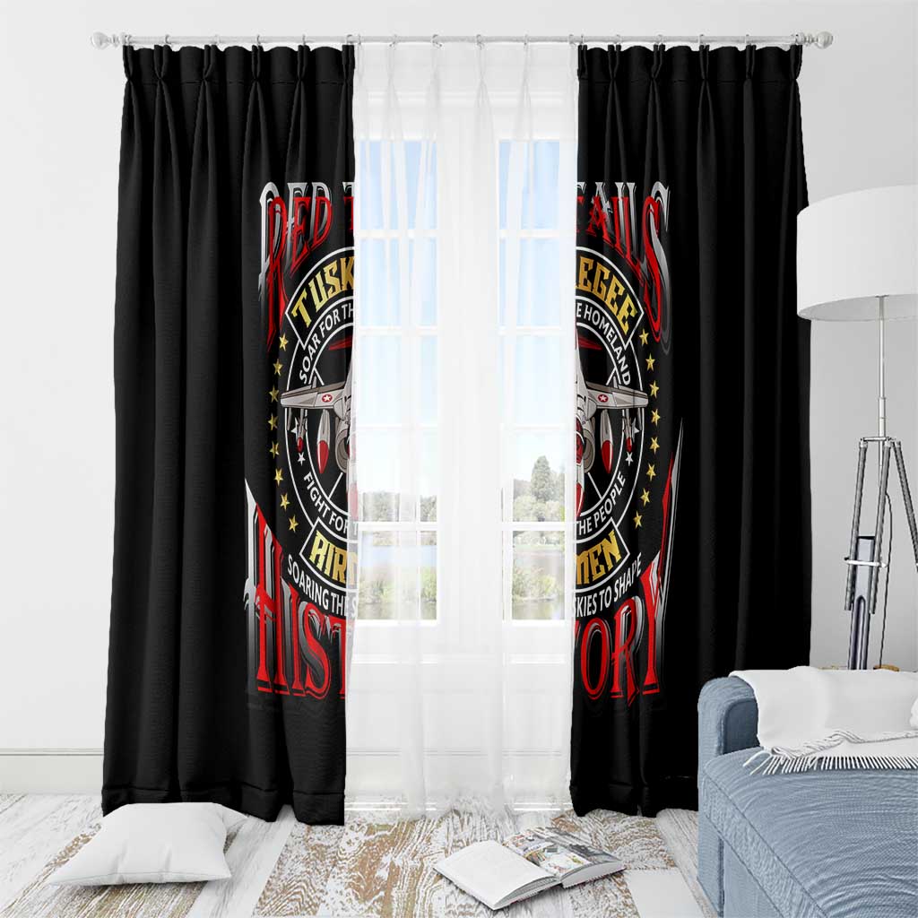 Red Tails Tuskegee Airmen Window Curtain Soaring to Shape History - Fighter Plane Patriotic Tribute - Wonder Print Shop