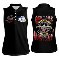 Red Tails Tuskegee Airmen Women Sleeveless Polo Shirt Soaring to Shape History - Fighter Plane Patriotic Tribute - Wonder Print Shop