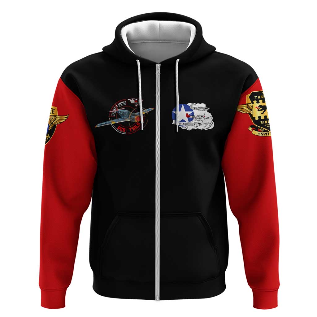 Red Tails Tuskegee Airmen Zip Hoodie Soaring to Shape History - Fighter Plane Patriotic Tribute - Wonder Print Shop