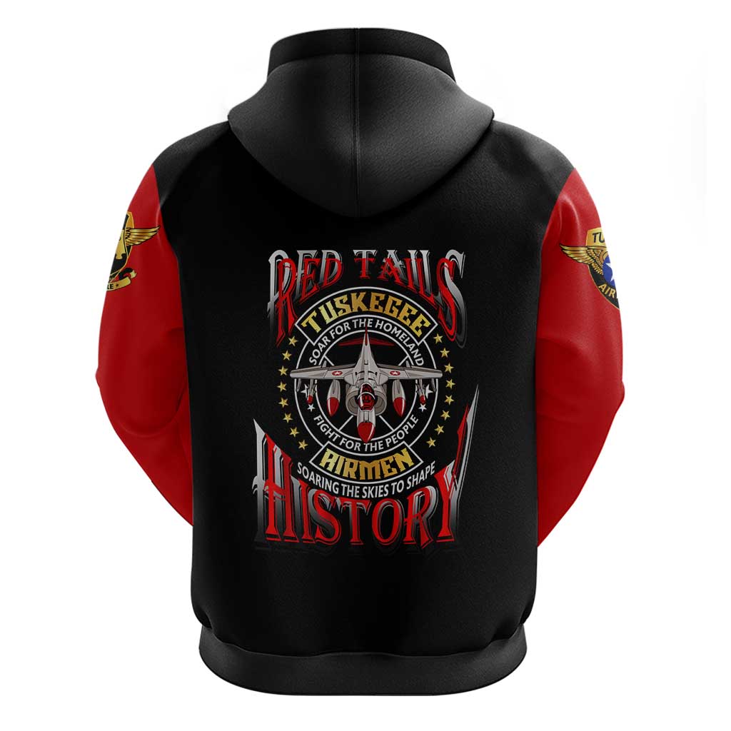 Red Tails Tuskegee Airmen Zip Hoodie Soaring to Shape History - Fighter Plane Patriotic Tribute - Wonder Print Shop