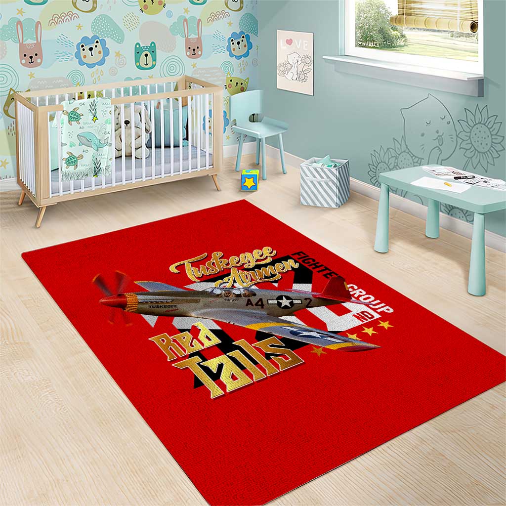 Tuskegee Red Tails Airmen Area Rug WWII Fighter Pilot Legacy - Wonder Print Shop