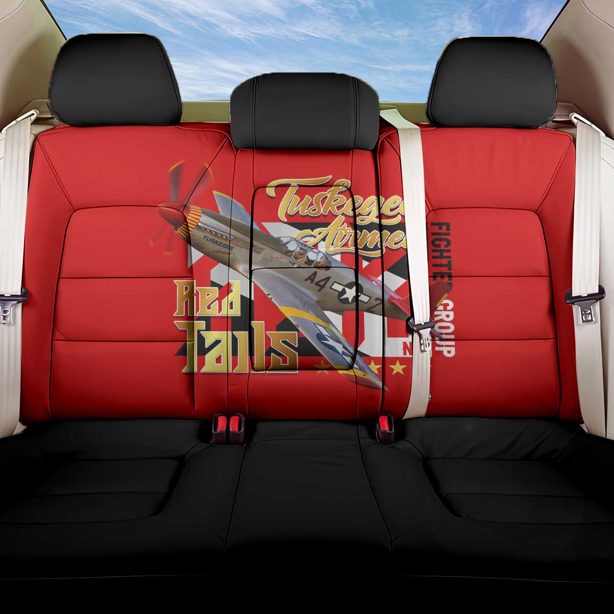 Tuskegee Red Tails Airmen Back Car Seat Cover WWII Fighter Pilot Legacy - Wonder Print Shop