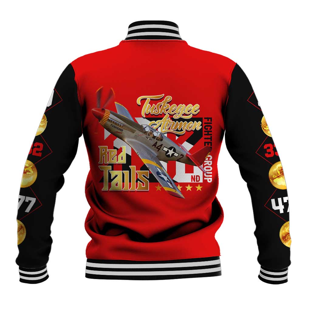 Tuskegee Red Tails Airmen Baseball Jacket WWII Fighter Pilot Legacy - Wonder Print Shop