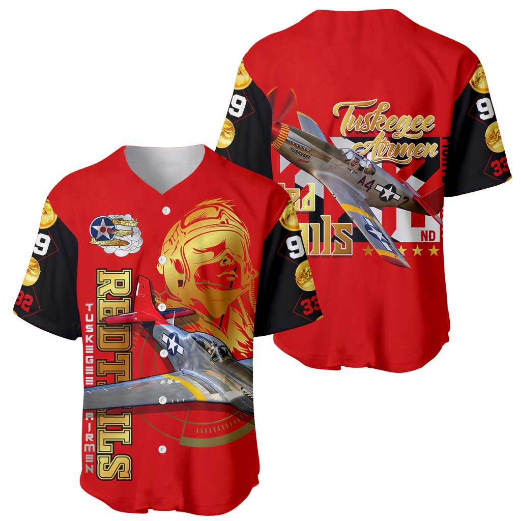 Tuskegee Red Tails Airmen Baseball Jersey WWII Fighter Pilot Legacy - Wonder Print Shop