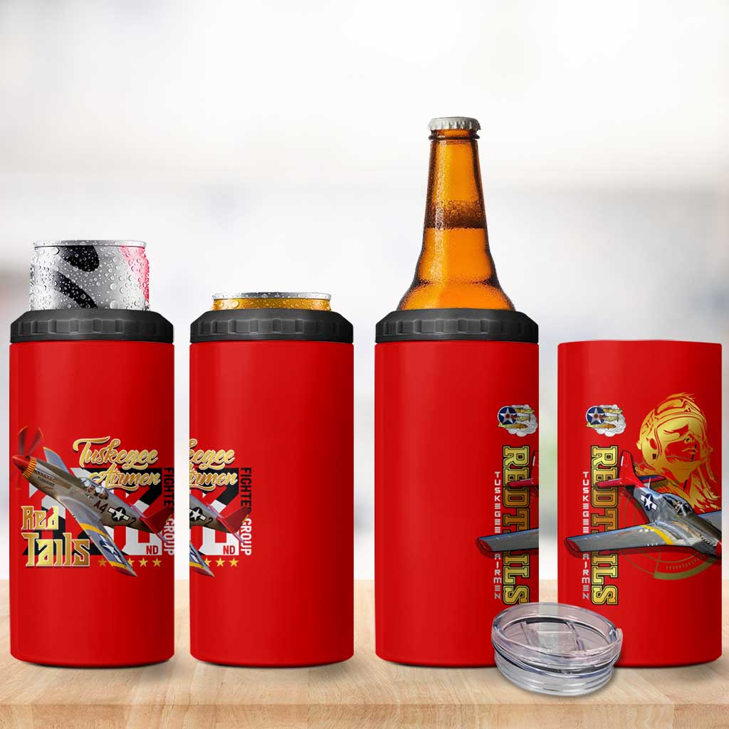 Tuskegee Red Tails Airmen 4 in 1 Can Cooler Tumbler WWII Fighter Pilot Legacy - Wonder Print Shop