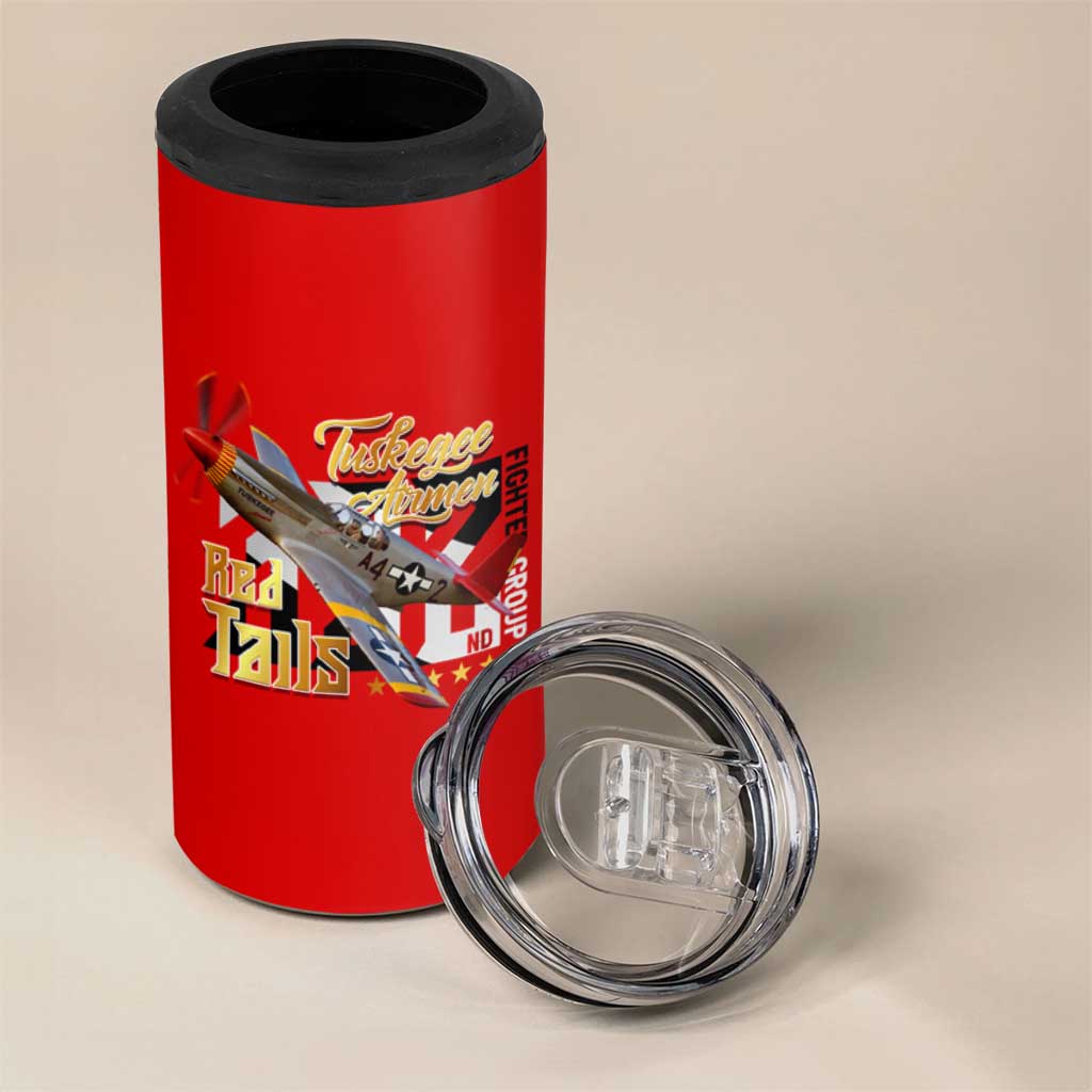 Tuskegee Red Tails Airmen 4 in 1 Can Cooler Tumbler WWII Fighter Pilot Legacy - Wonder Print Shop