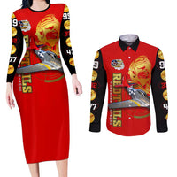 Tuskegee Red Tails Airmen Couples Matching Long Sleeve Bodycon Dress and Long Sleeve Button Shirt WWII Fighter Pilot Legacy - Wonder Print Shop