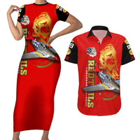 Tuskegee Red Tails Airmen Couples Matching Short Sleeve Bodycon Dress and Hawaiian Shirt WWII Fighter Pilot Legacy - Wonder Print Shop