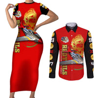 Tuskegee Red Tails Airmen Couples Matching Short Sleeve Bodycon Dress and Long Sleeve Button Shirt WWII Fighter Pilot Legacy - Wonder Print Shop