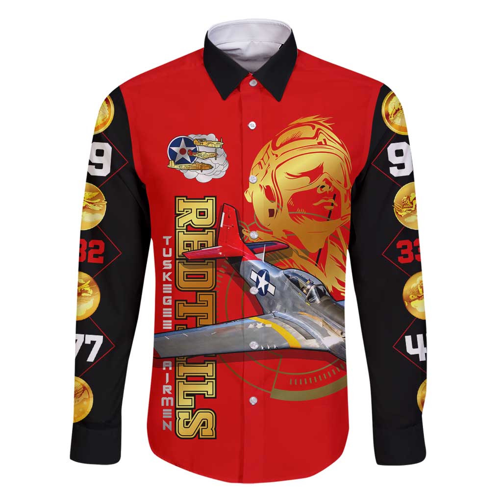 Tuskegee Red Tails Airmen Family Matching Long Sleeve Bodycon Dress and Hawaiian Shirt WWII Fighter Pilot Legacy - Wonder Print Shop