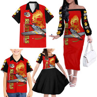 Tuskegee Red Tails Airmen Family Matching Off The Shoulder Long Sleeve Dress and Hawaiian Shirt WWII Fighter Pilot Legacy - Wonder Print Shop