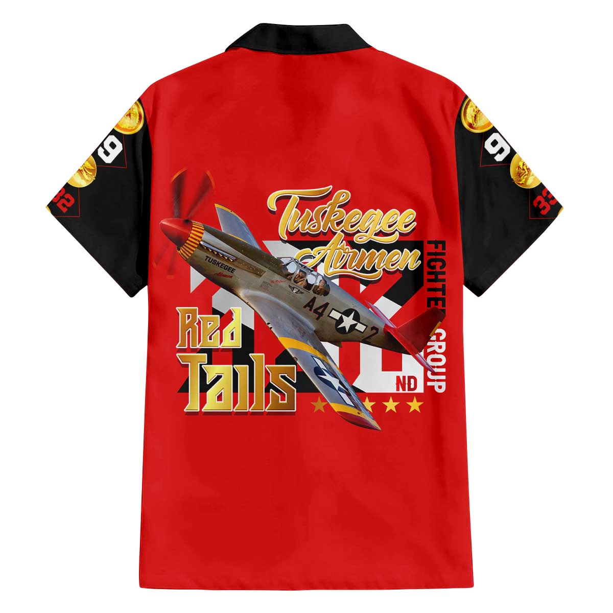Tuskegee Red Tails Airmen Family Matching Off The Shoulder Long Sleeve Dress and Hawaiian Shirt WWII Fighter Pilot Legacy - Wonder Print Shop