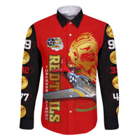 Tuskegee Red Tails Airmen Family Matching Off The Shoulder Long Sleeve Dress and Hawaiian Shirt WWII Fighter Pilot Legacy - Wonder Print Shop