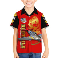 Tuskegee Red Tails Airmen Family Matching Off The Shoulder Long Sleeve Dress and Hawaiian Shirt WWII Fighter Pilot Legacy - Wonder Print Shop