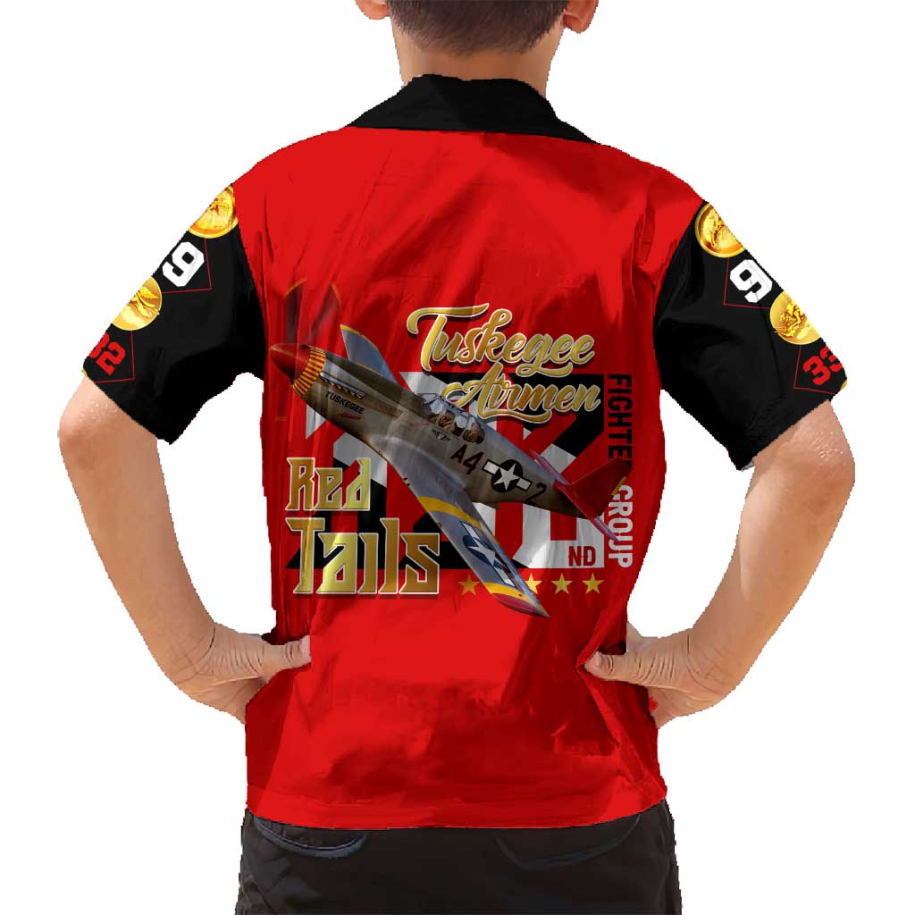 Tuskegee Red Tails Airmen Family Matching Off Shoulder Maxi Dress and Hawaiian Shirt WWII Fighter Pilot Legacy - Wonder Print Shop
