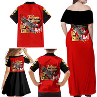 Tuskegee Red Tails Airmen Family Matching Off Shoulder Maxi Dress and Hawaiian Shirt WWII Fighter Pilot Legacy - Wonder Print Shop