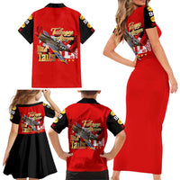 Tuskegee Red Tails Airmen Family Matching Short Sleeve Bodycon Dress and Hawaiian Shirt WWII Fighter Pilot Legacy - Wonder Print Shop
