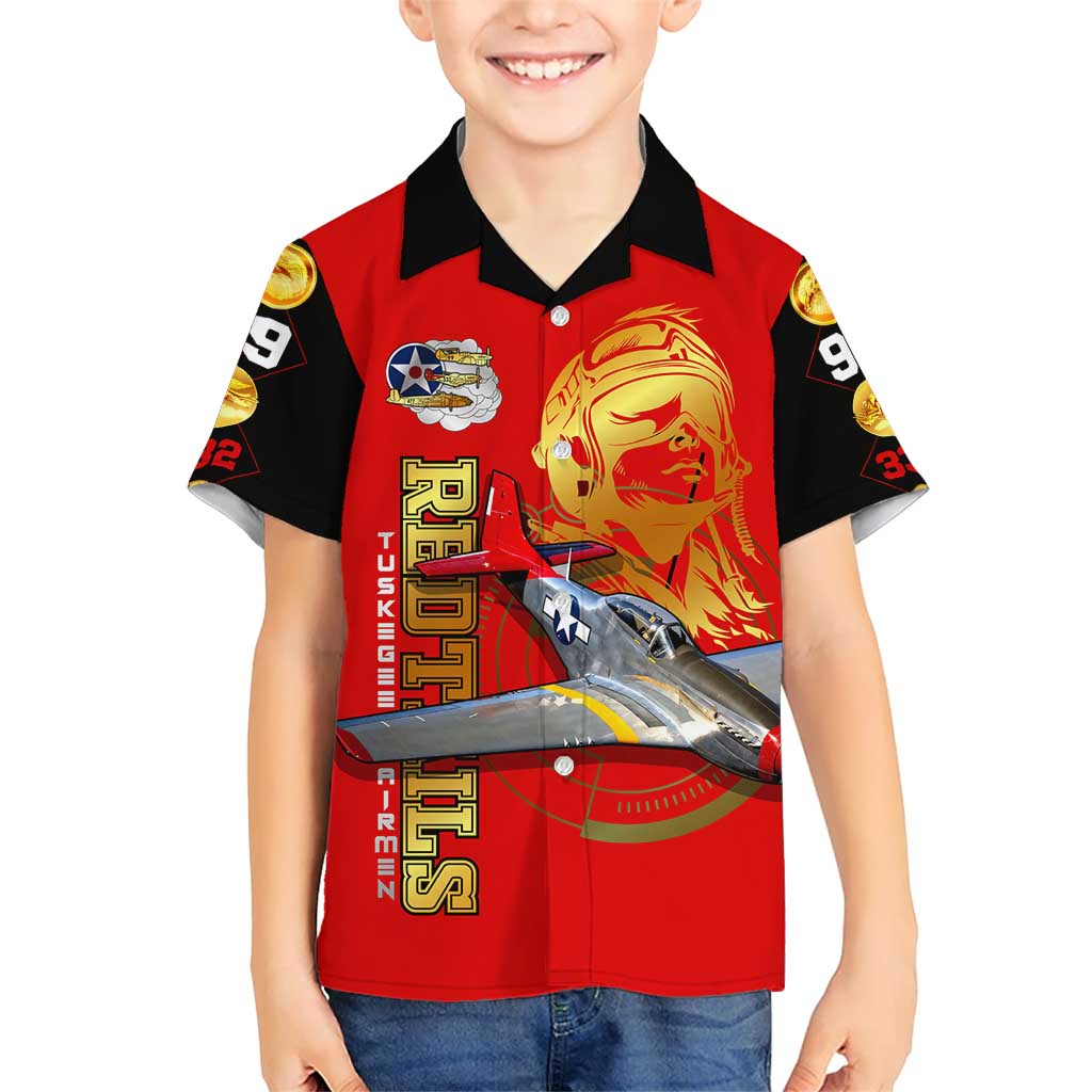 Tuskegee Red Tails Airmen Family Matching Short Sleeve Bodycon Dress and Hawaiian Shirt WWII Fighter Pilot Legacy - Wonder Print Shop