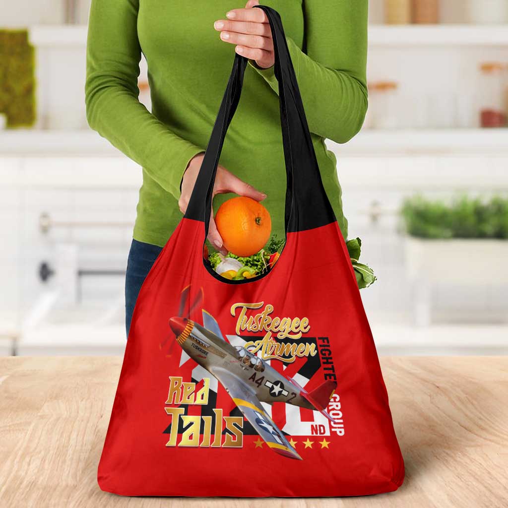 Tuskegee Red Tails Airmen Grocery Bag WWII Fighter Pilot Legacy - Wonder Print Shop