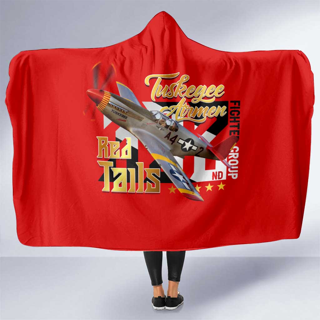 Tuskegee Red Tails Airmen Hooded Blanket WWII Fighter Pilot Legacy - Wonder Print Shop