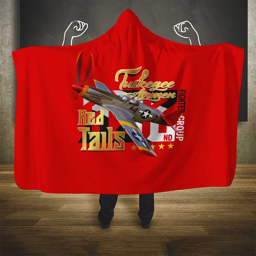 Tuskegee Red Tails Airmen Hooded Blanket WWII Fighter Pilot Legacy - Wonder Print Shop