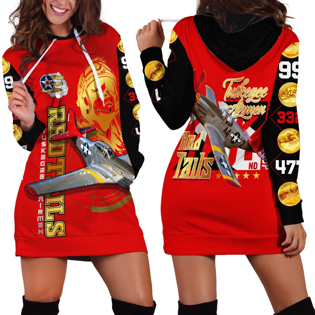 Tuskegee Red Tails Airmen Hoodie Dress WWII Fighter Pilot Legacy - Wonder Print Shop