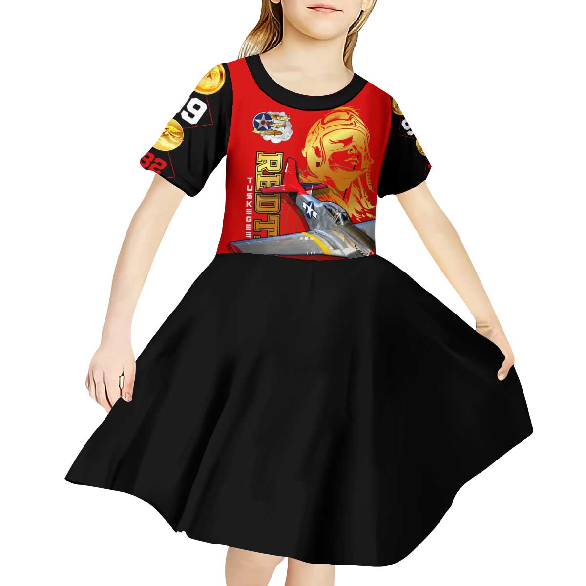 Tuskegee Red Tails Airmen Kid Short Sleeve Dress WWII Fighter Pilot Legacy - Wonder Print Shop