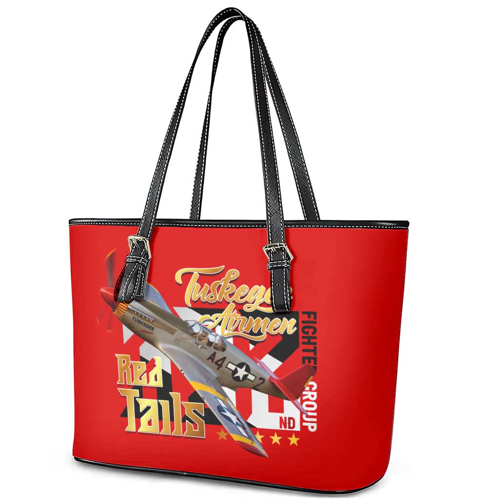 Tuskegee Red Tails Airmen Leather Tote Bag WWII Fighter Pilot Legacy - Wonder Print Shop