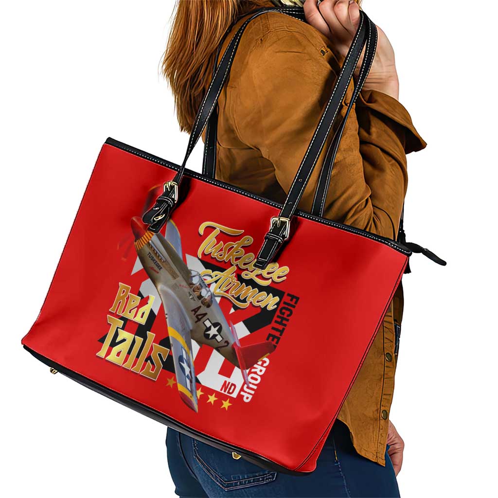 Tuskegee Red Tails Airmen Leather Tote Bag WWII Fighter Pilot Legacy - Wonder Print Shop