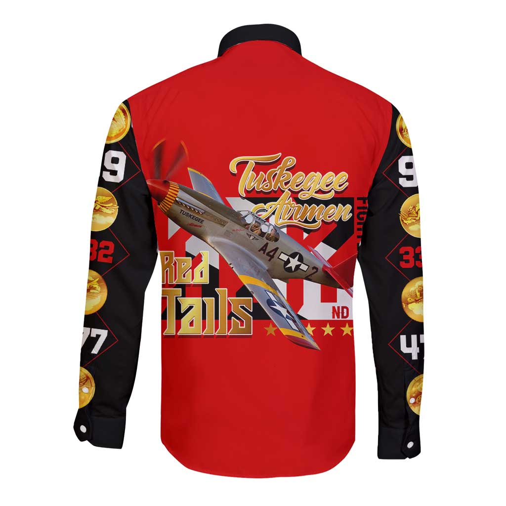Tuskegee Red Tails Airmen Long Sleeve Button Shirt WWII Fighter Pilot Legacy - Wonder Print Shop