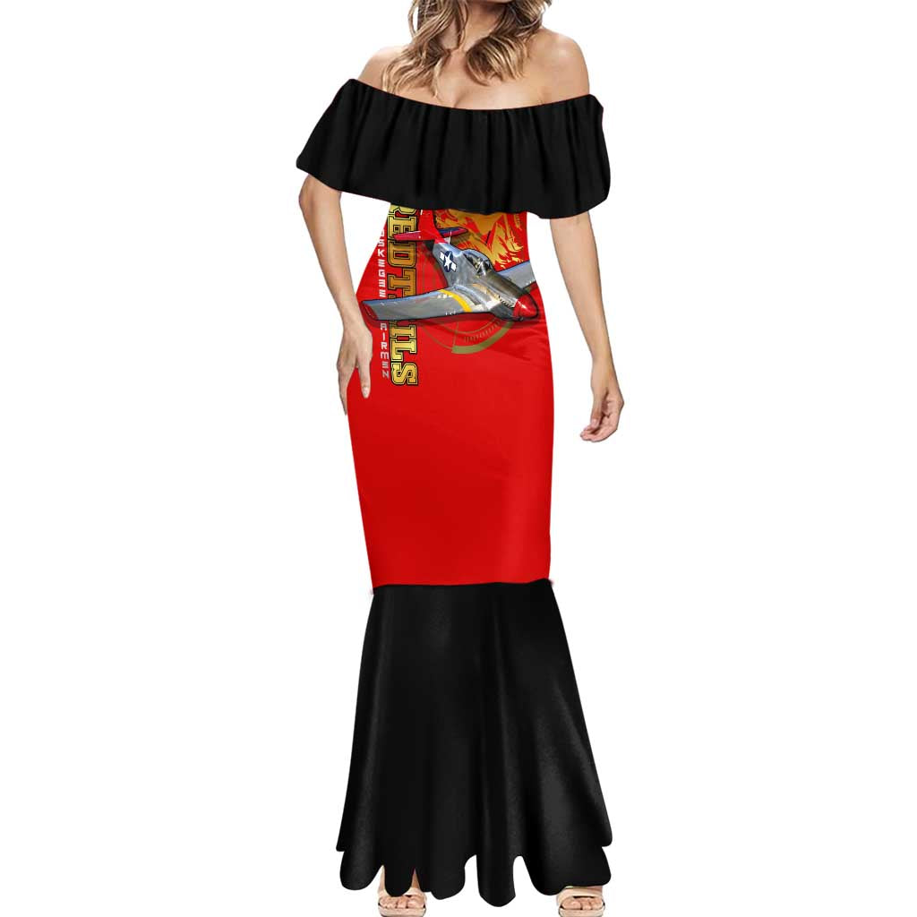 Tuskegee Red Tails Airmen Mermaid Dress WWII Fighter Pilot Legacy - Wonder Print Shop
