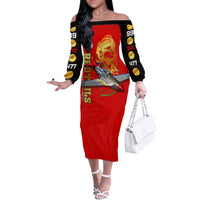 Tuskegee Red Tails Airmen Off The Shoulder Long Sleeve Dress WWII Fighter Pilot Legacy - Wonder Print Shop