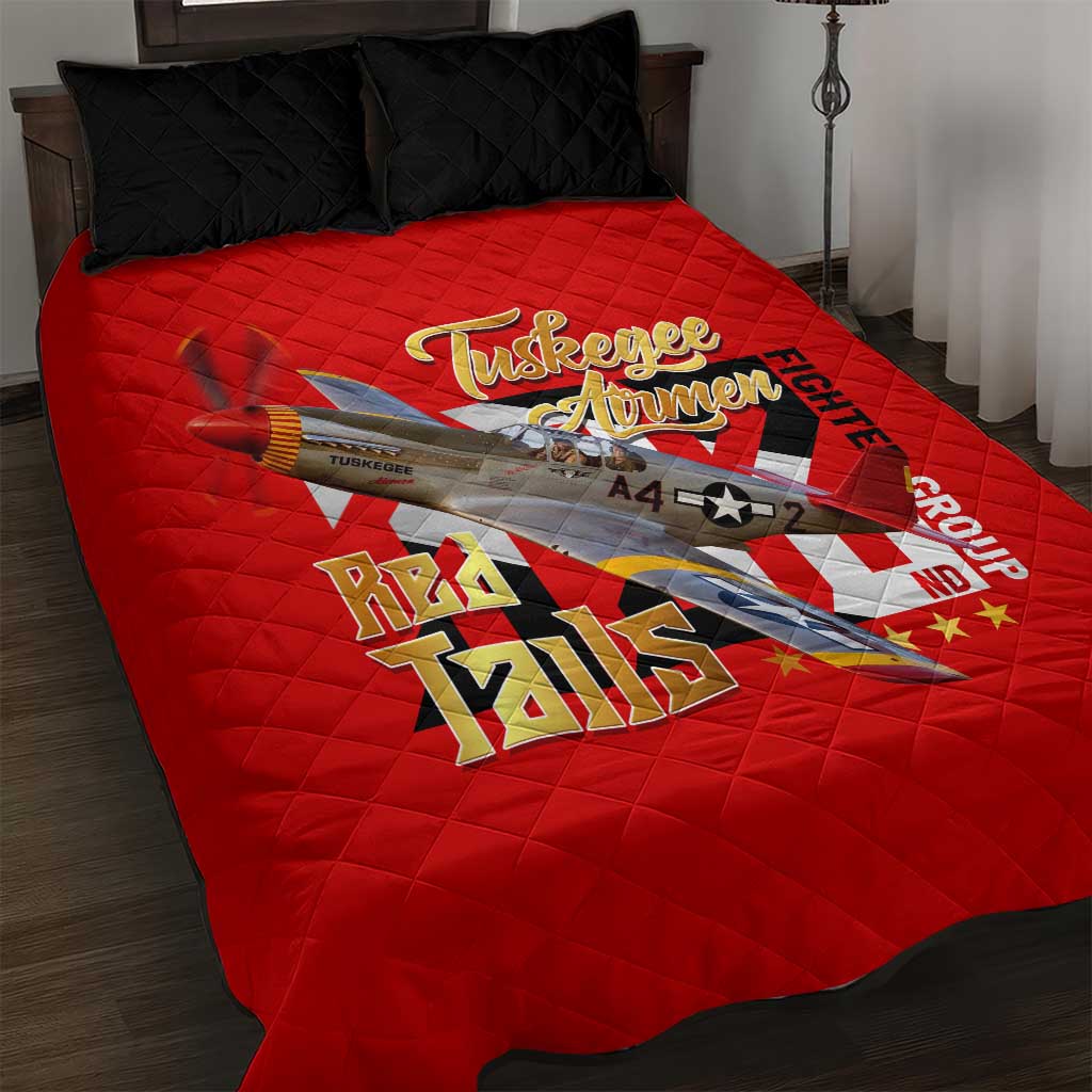 Tuskegee Red Tails Airmen Quilt Bed Set WWII Fighter Pilot Legacy - Wonder Print Shop