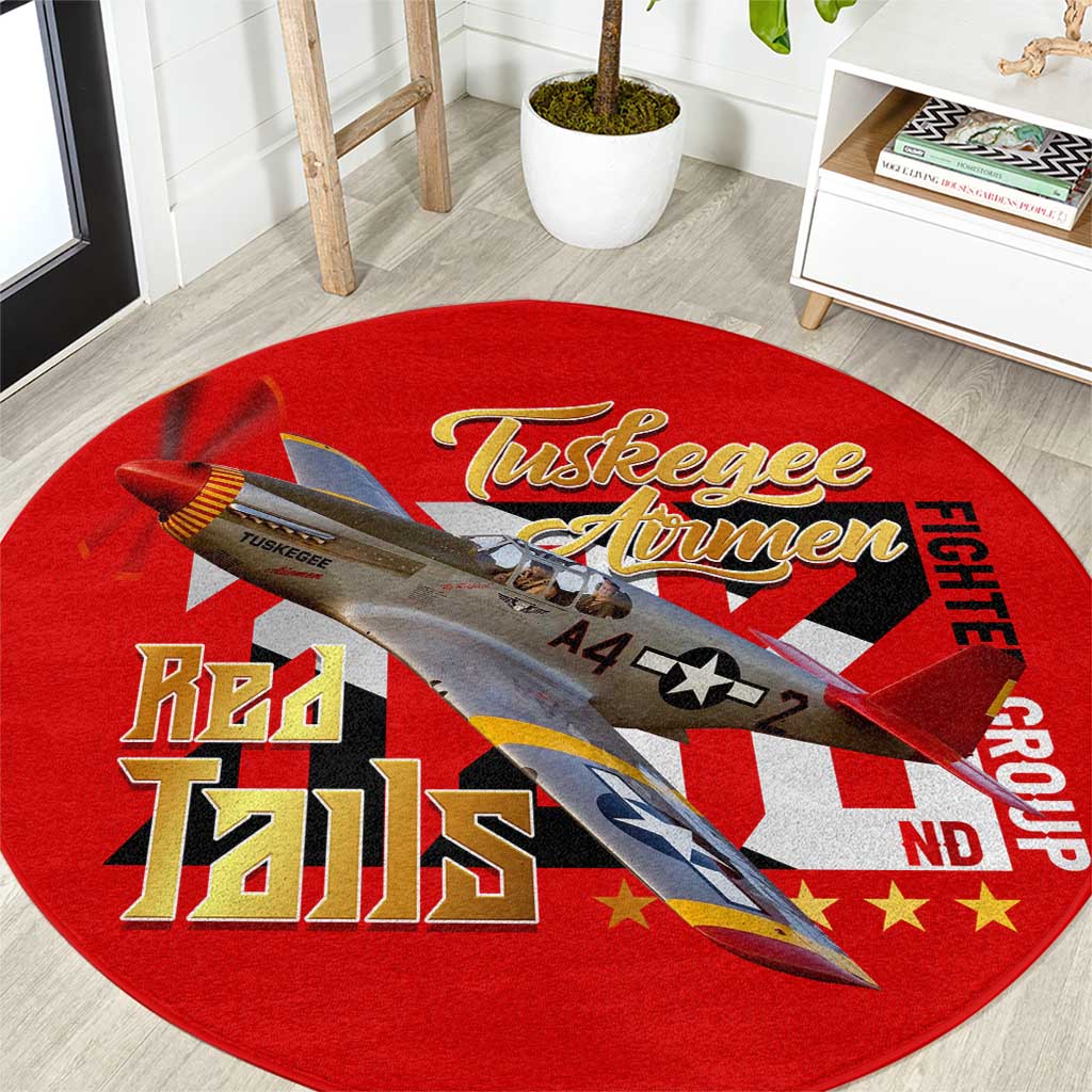 Tuskegee Red Tails Airmen Round Carpet WWII Fighter Pilot Legacy - Wonder Print Shop