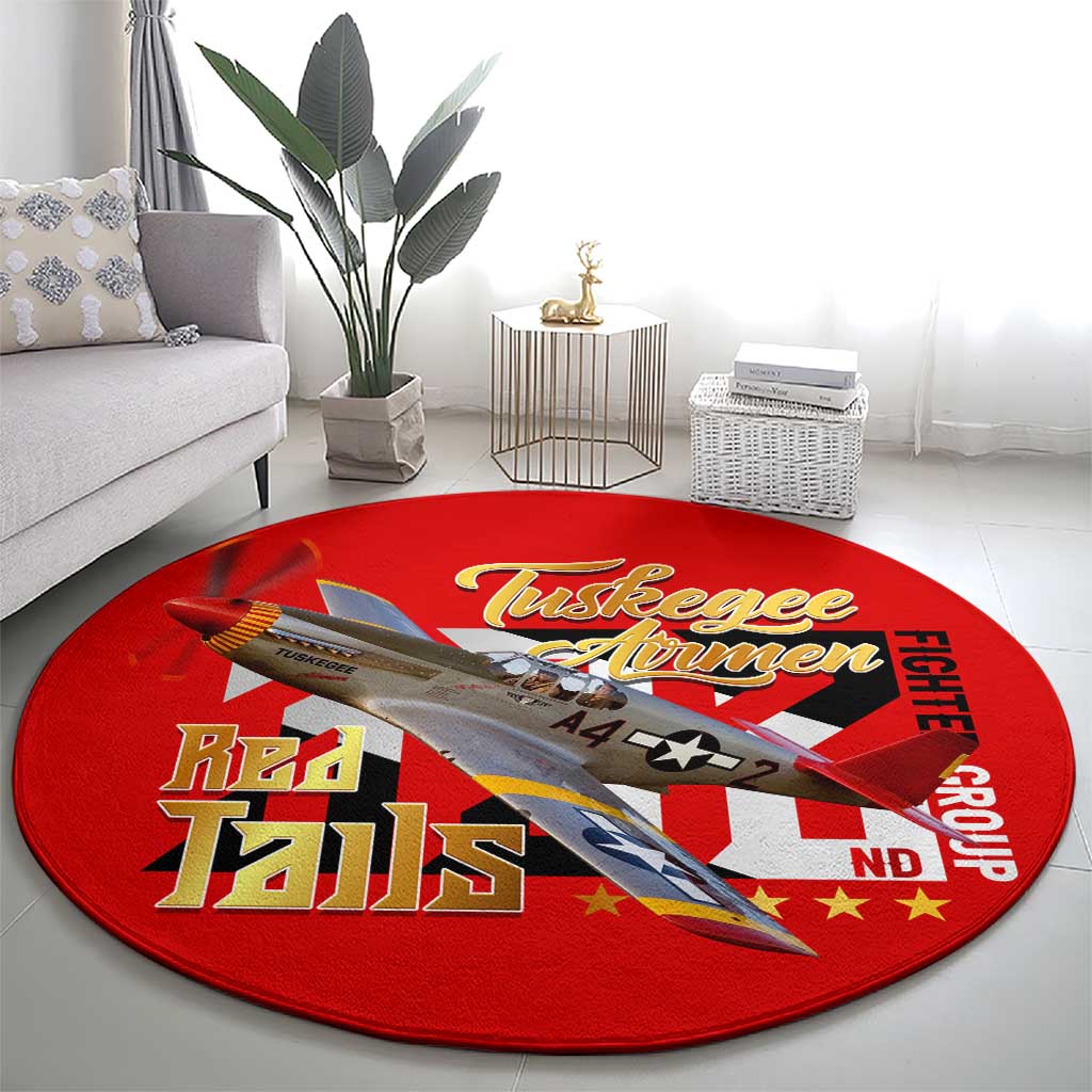 Tuskegee Red Tails Airmen Round Carpet WWII Fighter Pilot Legacy - Wonder Print Shop