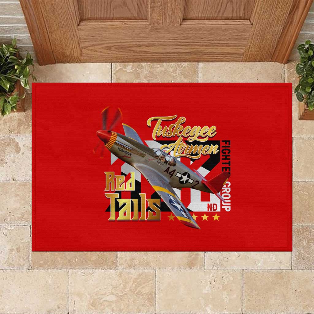 Tuskegee Red Tails Airmen Rubber Doormat WWII Fighter Pilot Legacy - Wonder Print Shop