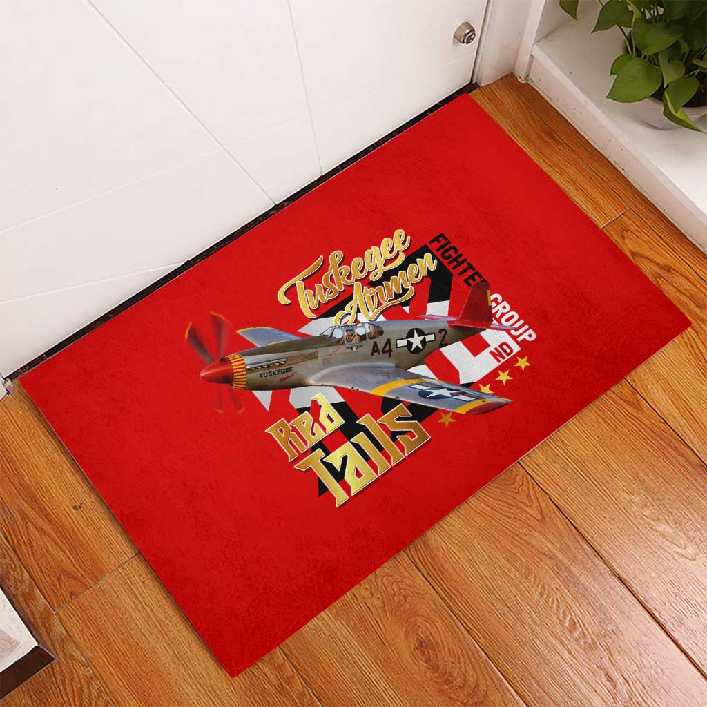 Tuskegee Red Tails Airmen Rubber Doormat WWII Fighter Pilot Legacy - Wonder Print Shop
