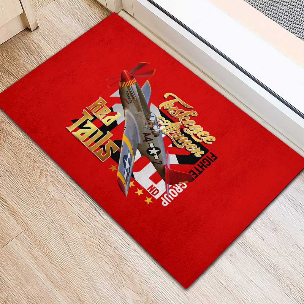 Tuskegee Red Tails Airmen Rubber Doormat WWII Fighter Pilot Legacy - Wonder Print Shop