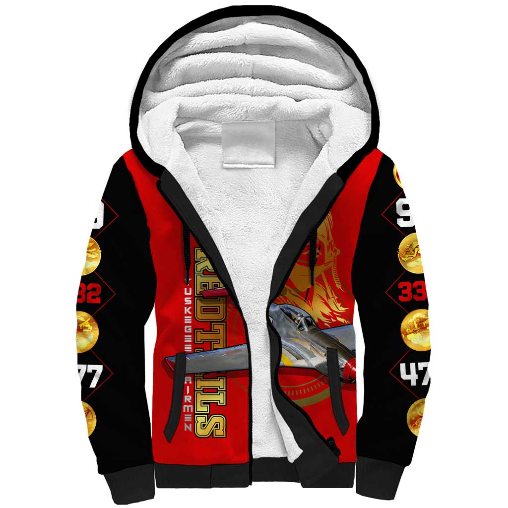 Tuskegee Red Tails Airmen Sherpa Hoodie WWII Fighter Pilot Legacy - Wonder Print Shop