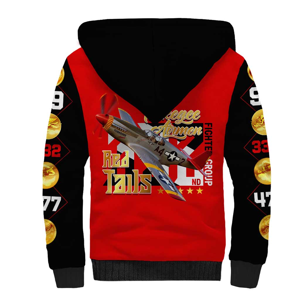 Tuskegee Red Tails Airmen Sherpa Hoodie WWII Fighter Pilot Legacy - Wonder Print Shop