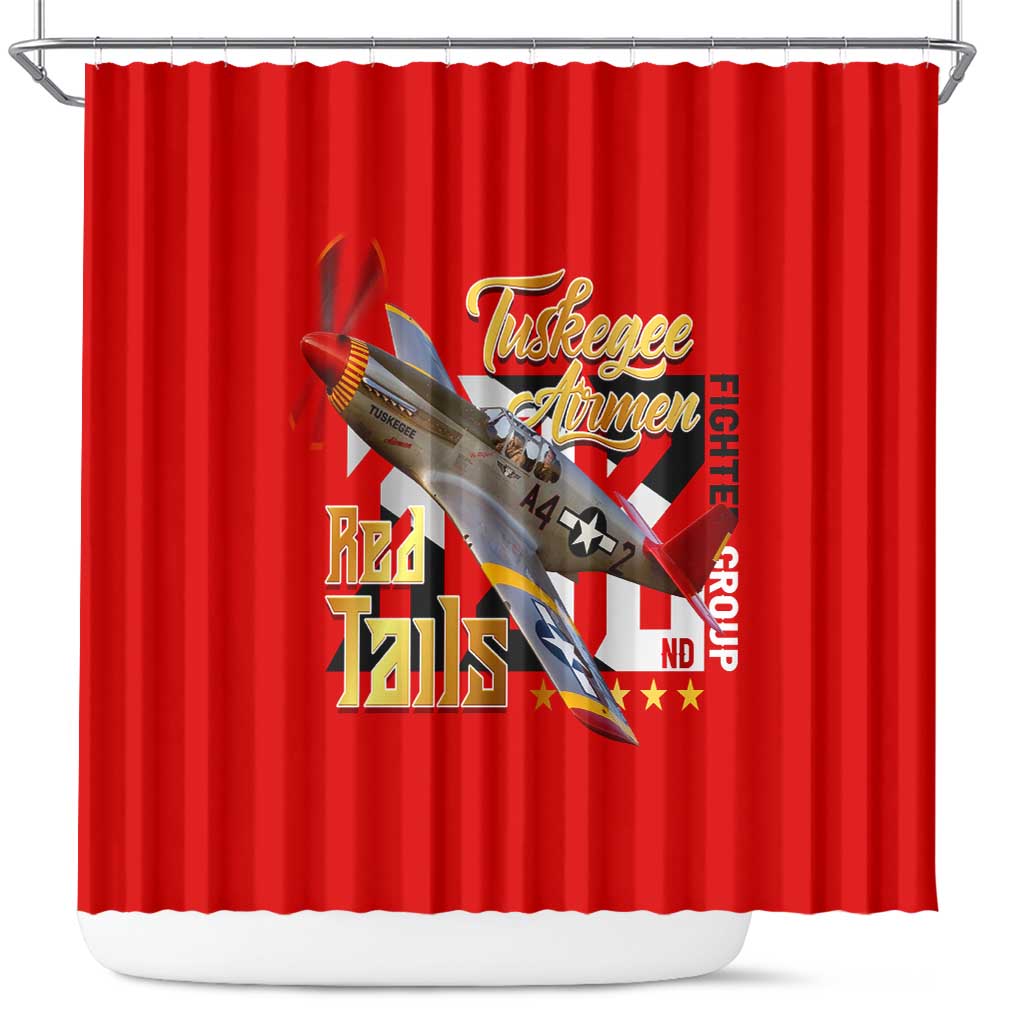 Tuskegee Red Tails Airmen Shower Curtain WWII Fighter Pilot Legacy - Wonder Print Shop