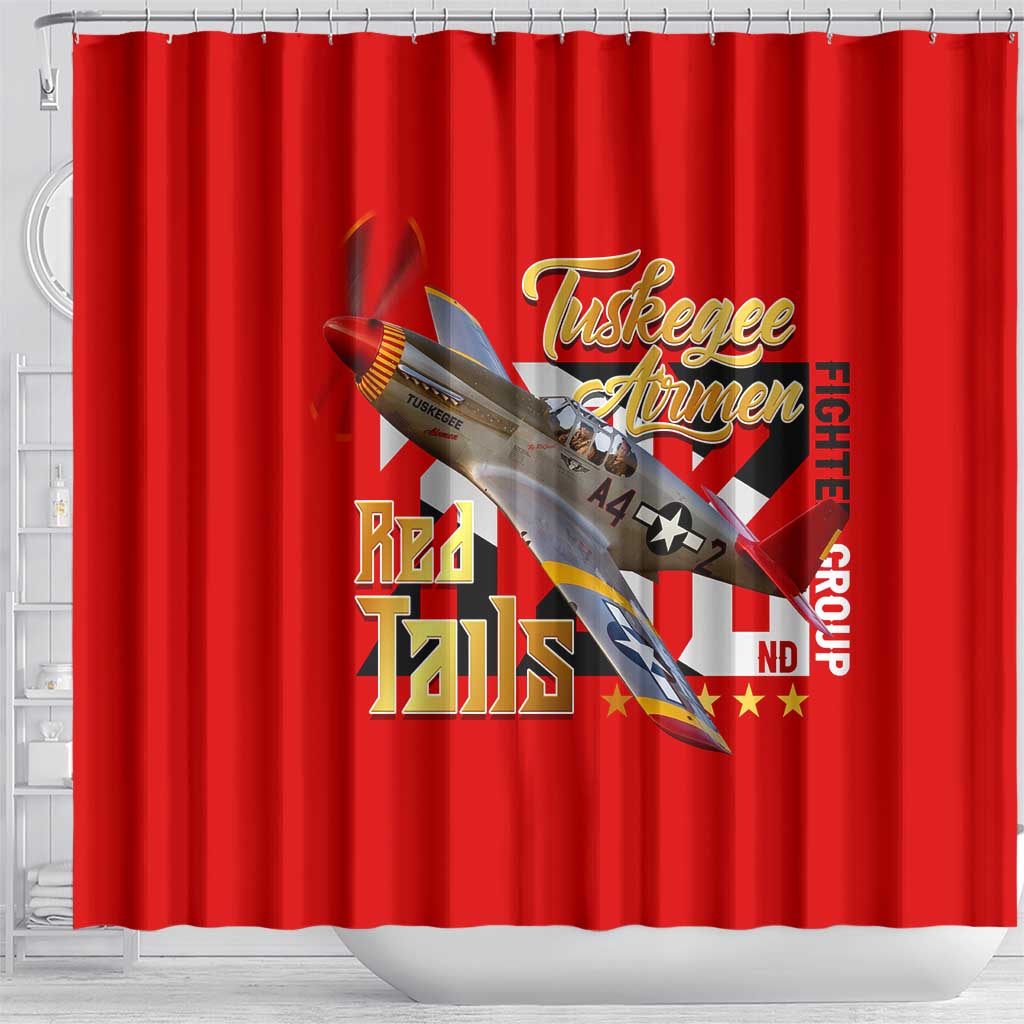 Tuskegee Red Tails Airmen Shower Curtain WWII Fighter Pilot Legacy - Wonder Print Shop