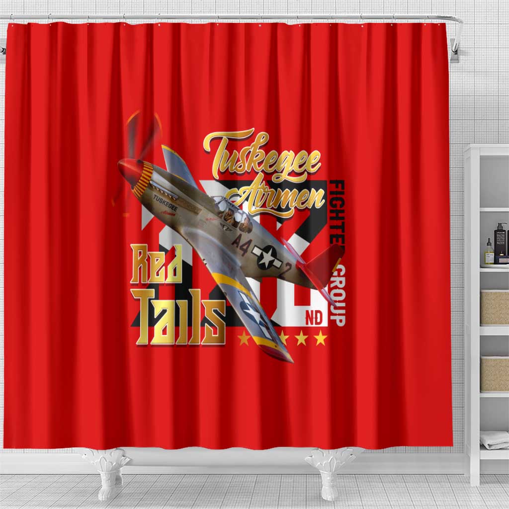 Tuskegee Red Tails Airmen Shower Curtain WWII Fighter Pilot Legacy - Wonder Print Shop