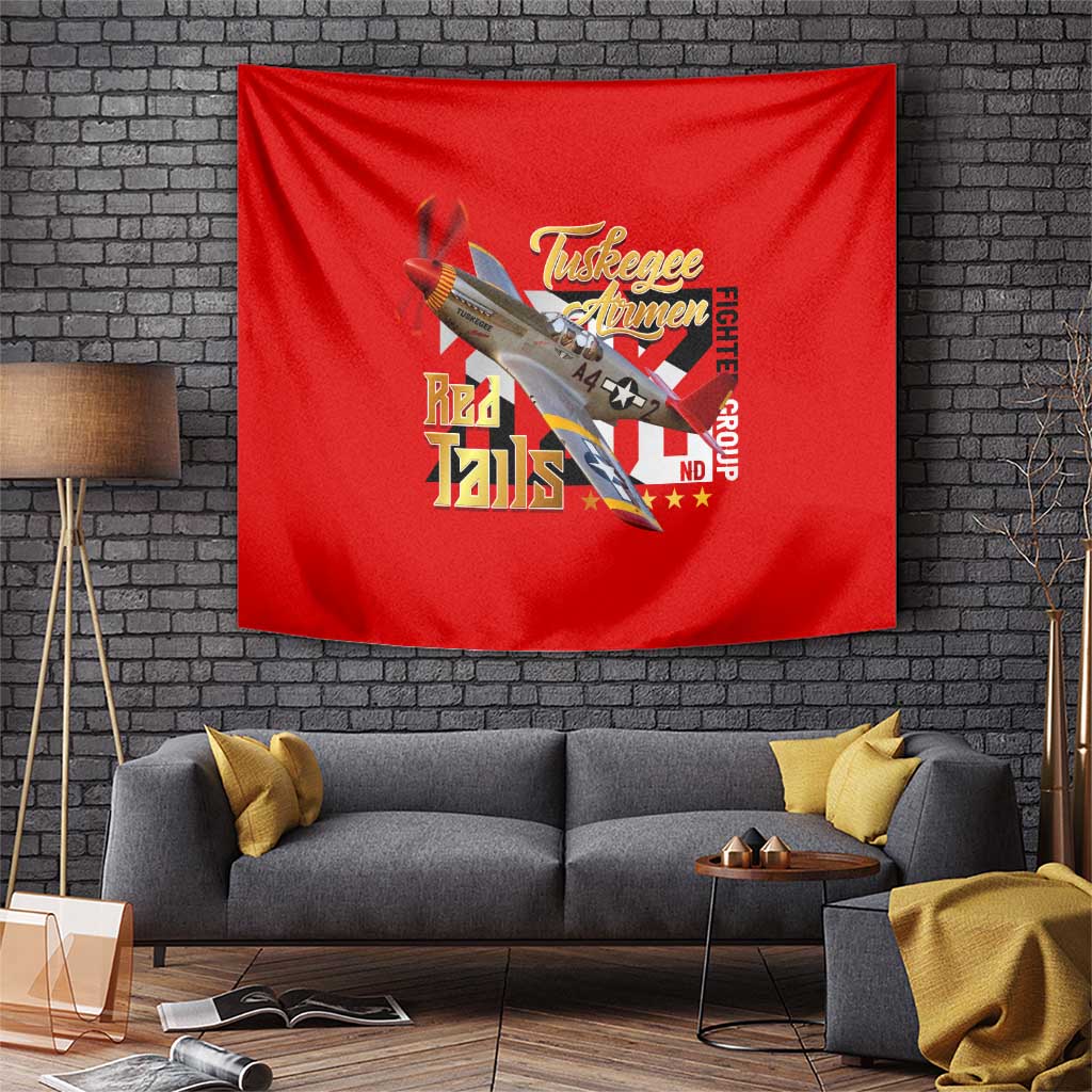 Tuskegee Red Tails Airmen Tapestry WWII Fighter Pilot Legacy - Wonder Print Shop