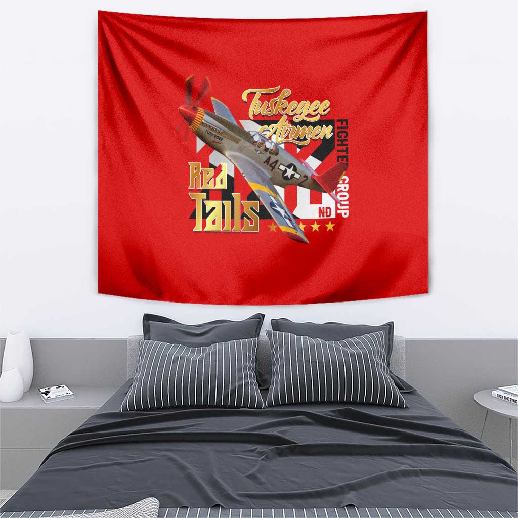 Tuskegee Red Tails Airmen Tapestry WWII Fighter Pilot Legacy - Wonder Print Shop