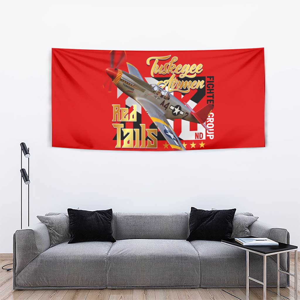 Tuskegee Red Tails Airmen Tapestry WWII Fighter Pilot Legacy - Wonder Print Shop